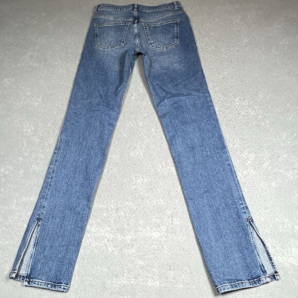 Zara Jeans Womens Size 8 Blue Skinny Leg Light Med Wash Cotton Denim With Slit - Picture 8 of 11